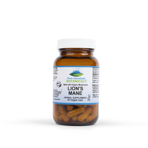 Pure Mountain Botanicals Supplement Lion's Mane Capsules - 90 Kosher Vegan Caps with 1000mg Organic Lion's Mane