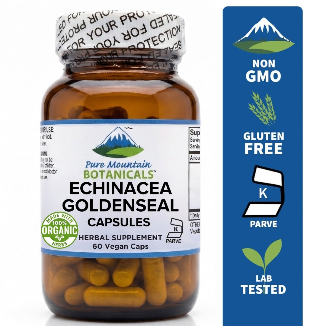 Echinacea Goldenseal Capsules - 90 Kosher Veggie Caps with Organic Echinacea Goldenseal