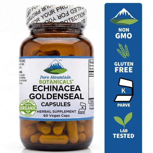 Echinacea Goldenseal Capsules - 90 Kosher Veggie Caps with Organic Echinacea Goldenseal