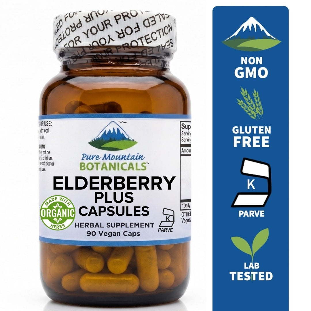 Sambucus Elderberry Supplement - 90 Capsules with 750mg Elderberry, 200mg Elderflower