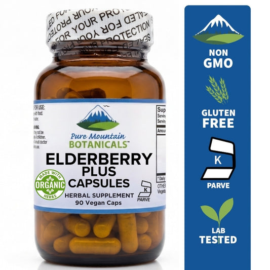 Sambucus Elderberry Supplement - 90 Capsules with 750mg Elderberry, 200mg Elderflower