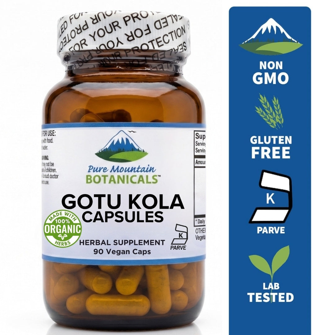 Gotu Kola Capsules - 90 Kosher Vegan Caps with 400mg Organic Gotu Kola