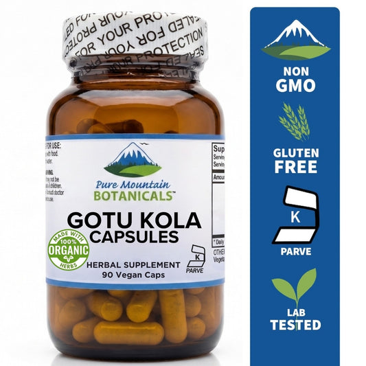Gotu Kola Capsules - 90 Kosher Vegan Caps with 400mg Organic Gotu Kola