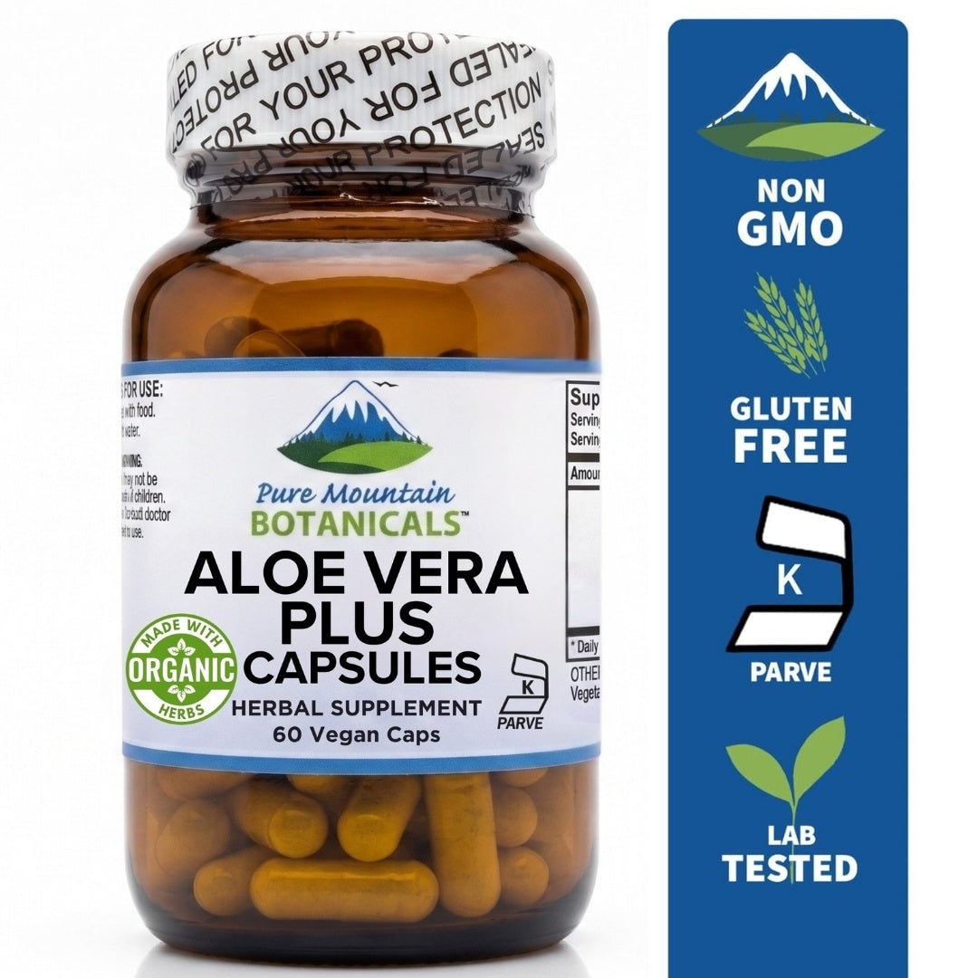 Aloe Vera Capsules 200:1 Extract - Organic Aloe Vera with Acemannan- Marshmallow Root - Slippery Elm - Vegan - Kosher