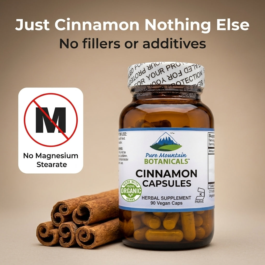 Cinnamon Capsules -  90 Kosher Vegan Caps with 500mg Organic Cinnamon