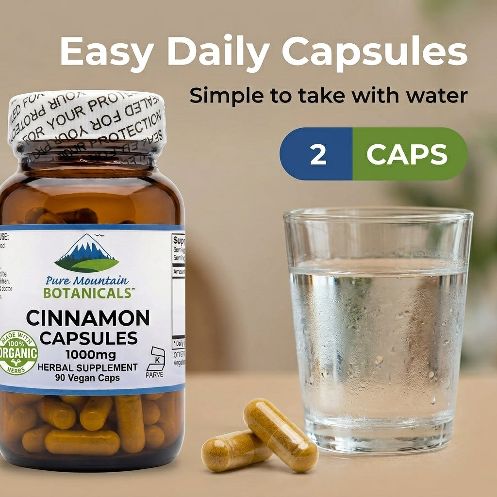 Cinnamon Capsules -  90 Kosher Vegan Caps with 500mg Organic Cinnamon