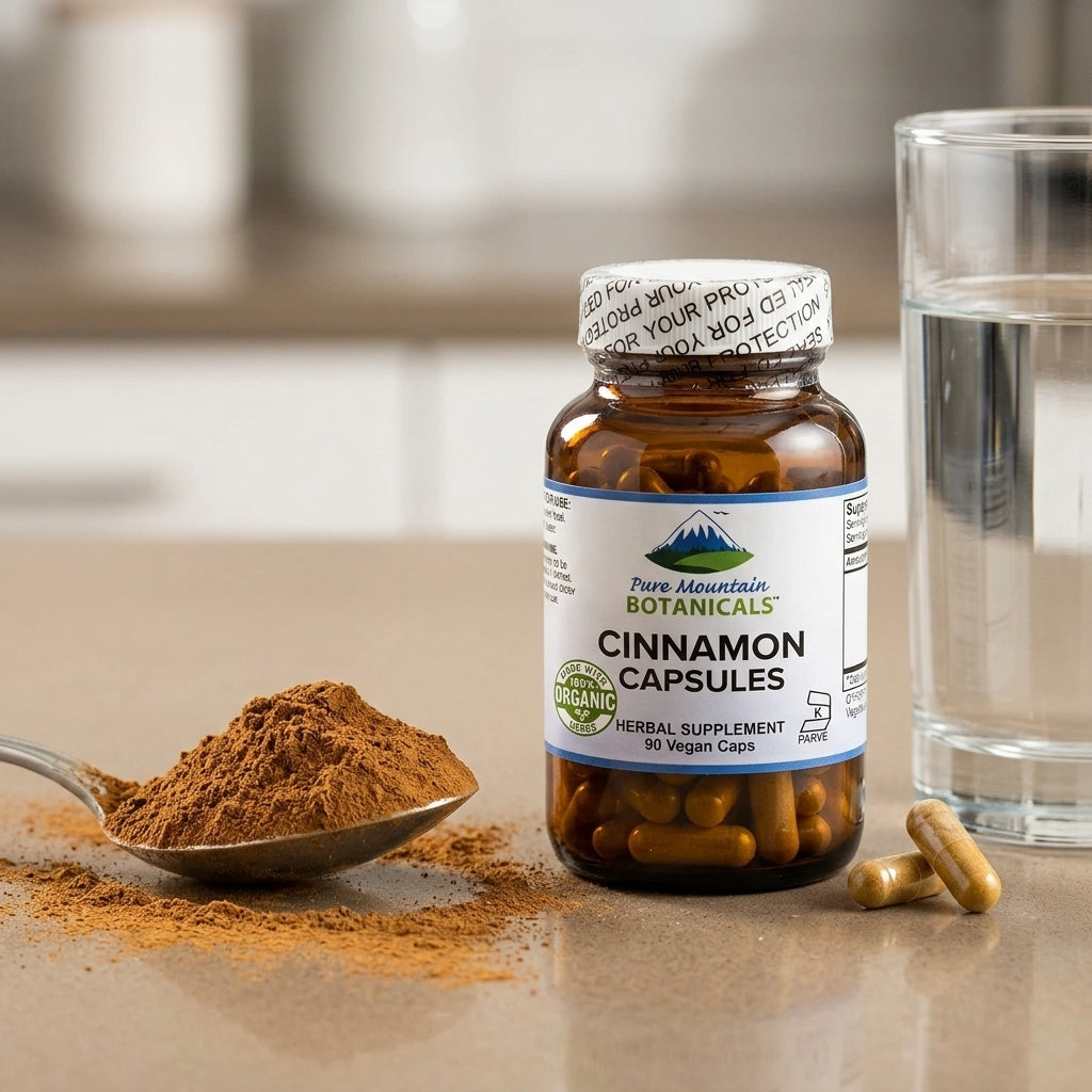 Cinnamon Capsules -  90 Kosher Vegan Caps with 500mg Organic Cinnamon