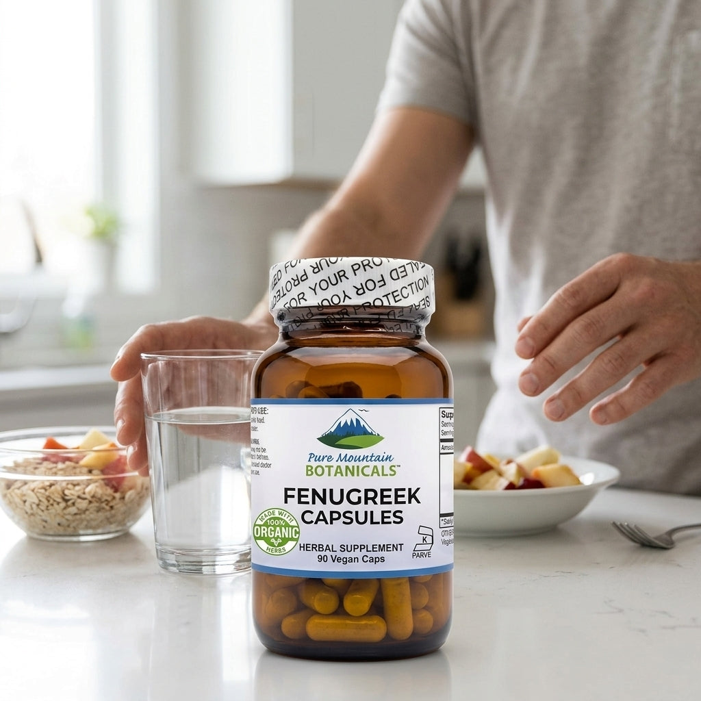 Fenugreek Capsules - 90 Kosher Vegan Caps with 575mg Organic Fenugreek Seed