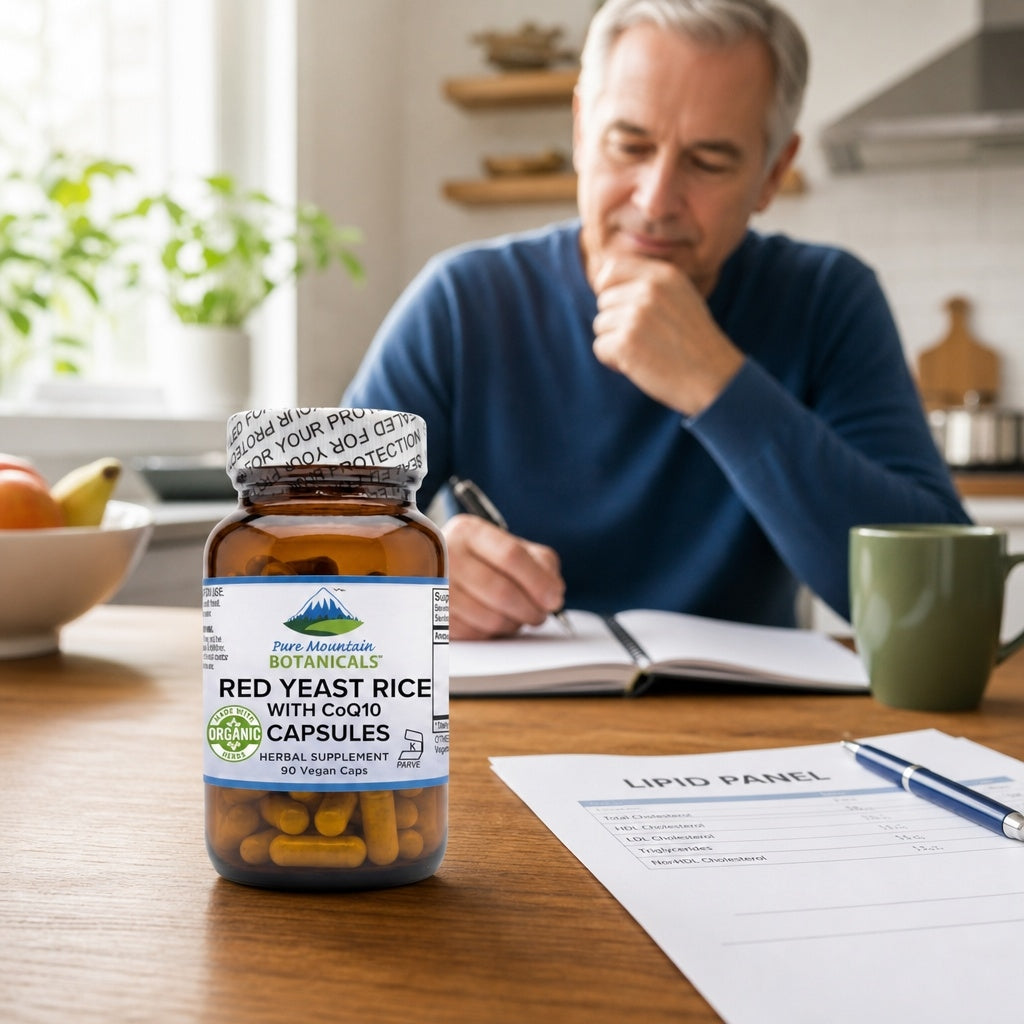 Red Yeast Rice with CoQ10 - 90 Kosher Veggie Caps with 600mg Organic Red Yeast Rice