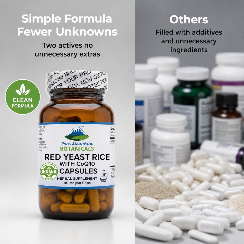 Red Yeast Rice with CoQ10 - 90 Kosher Veggie Caps with 600mg Organic Red Yeast Rice