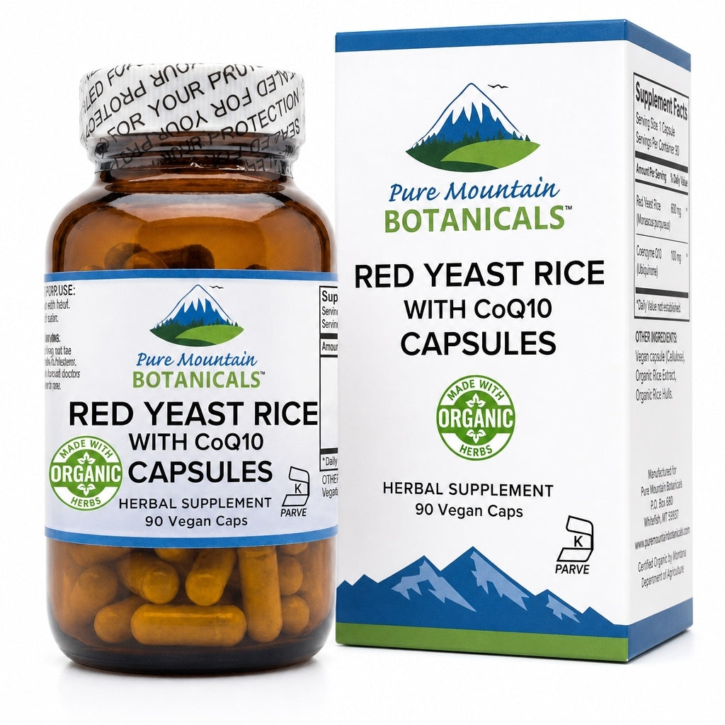 Red Yeast Rice with CoQ10 - 90 Kosher Veggie Caps with 600mg Organic Red Yeast Rice