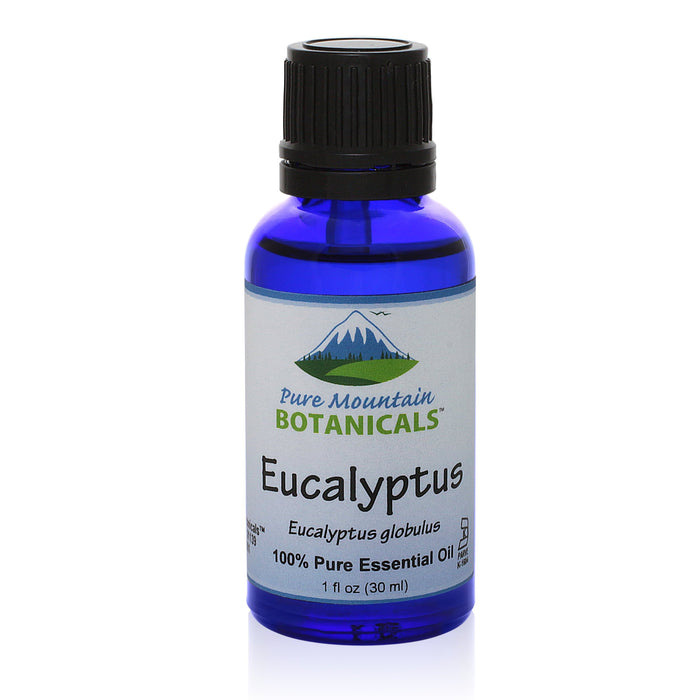 Pure Mountain Botanicals Essential Oil Eucalyptus (Eucalyptus Globulus) Essential Oil - 100% Pure Natural & Kosher - 1 fl oz Bottle