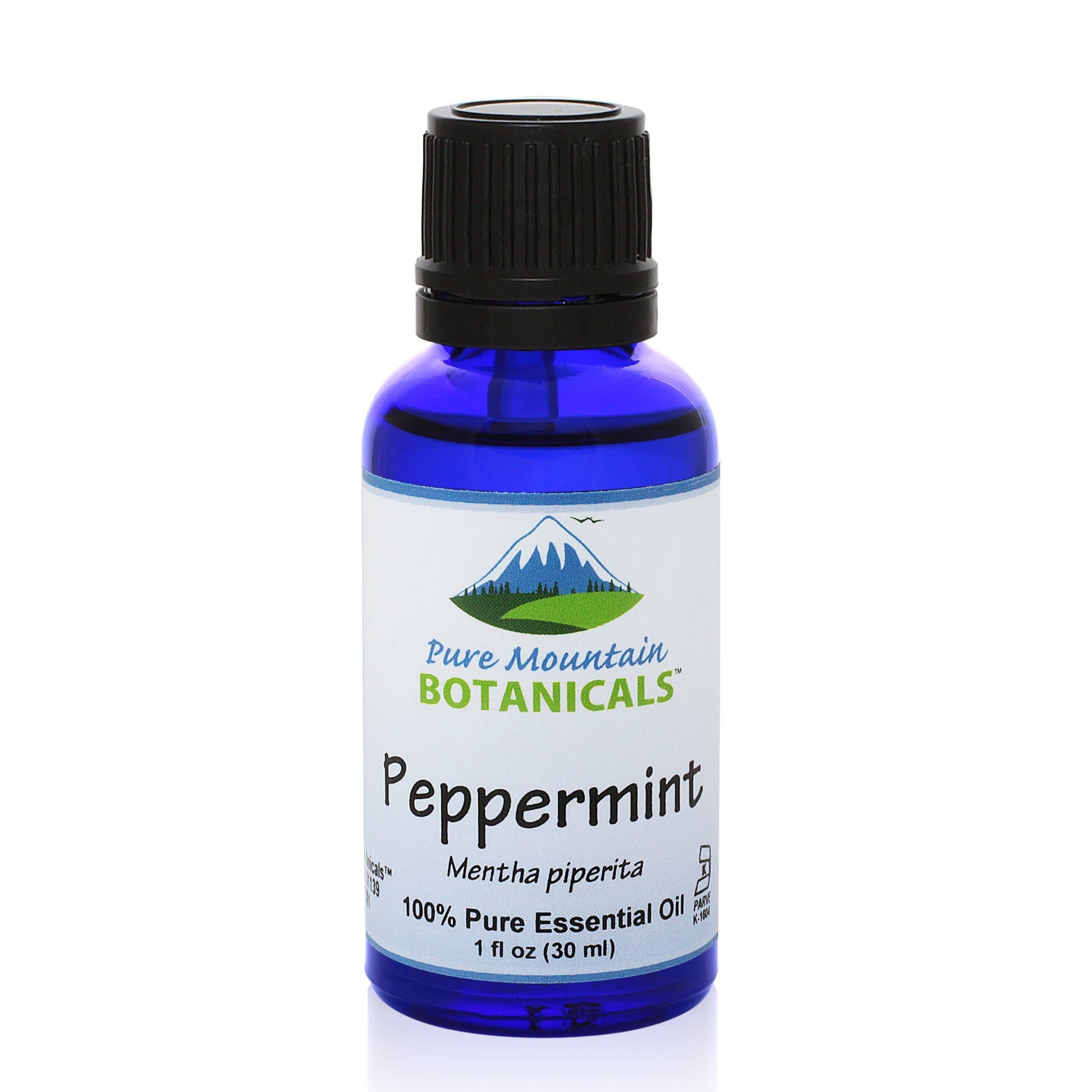 Pure Mountain Botanicals Essential Oil Peppermint Essential Oil - Full 1 oz (30 ml) Bottle - Pure Natural & Kosher Certified Mentha Piperita