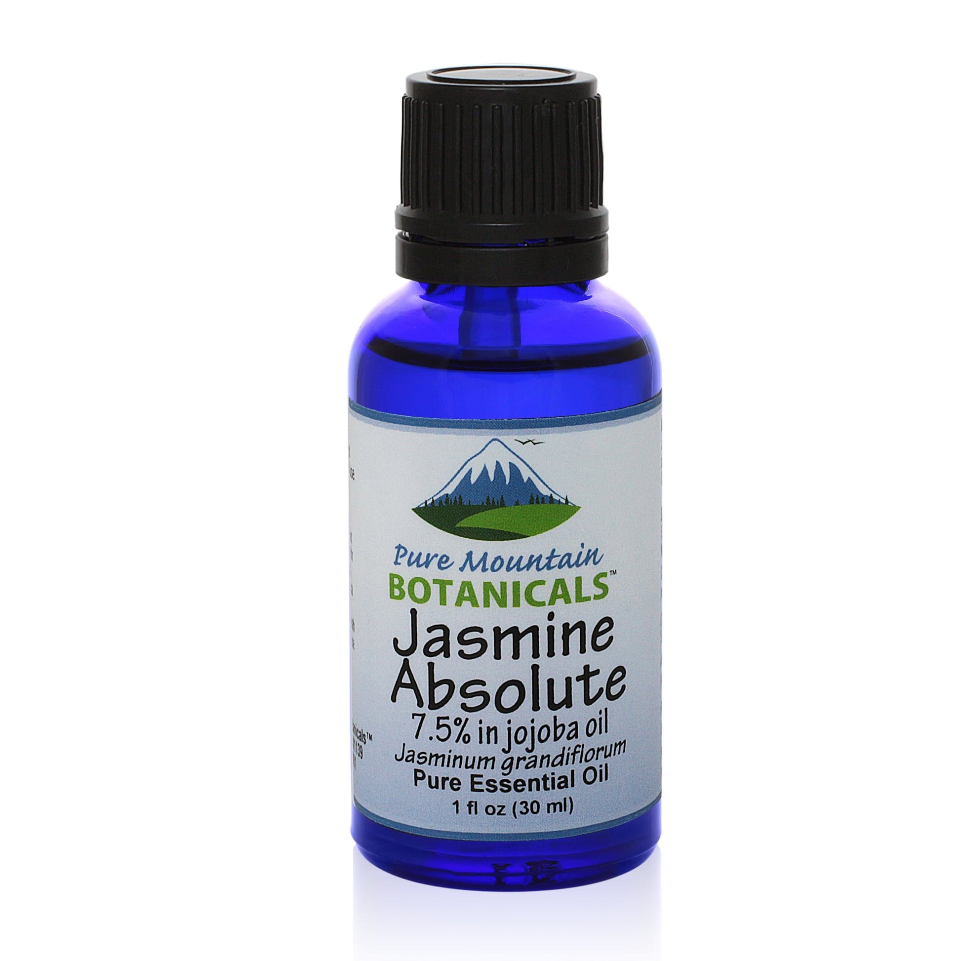 Pure Mountain Botanicals Essential Oil Jasmine Absolute (7.5% Jasminum Grandiflorum in Jojoba Oil) Essential Oil - 100% Pure Natural & Kosher - 1 fl oz Bottle