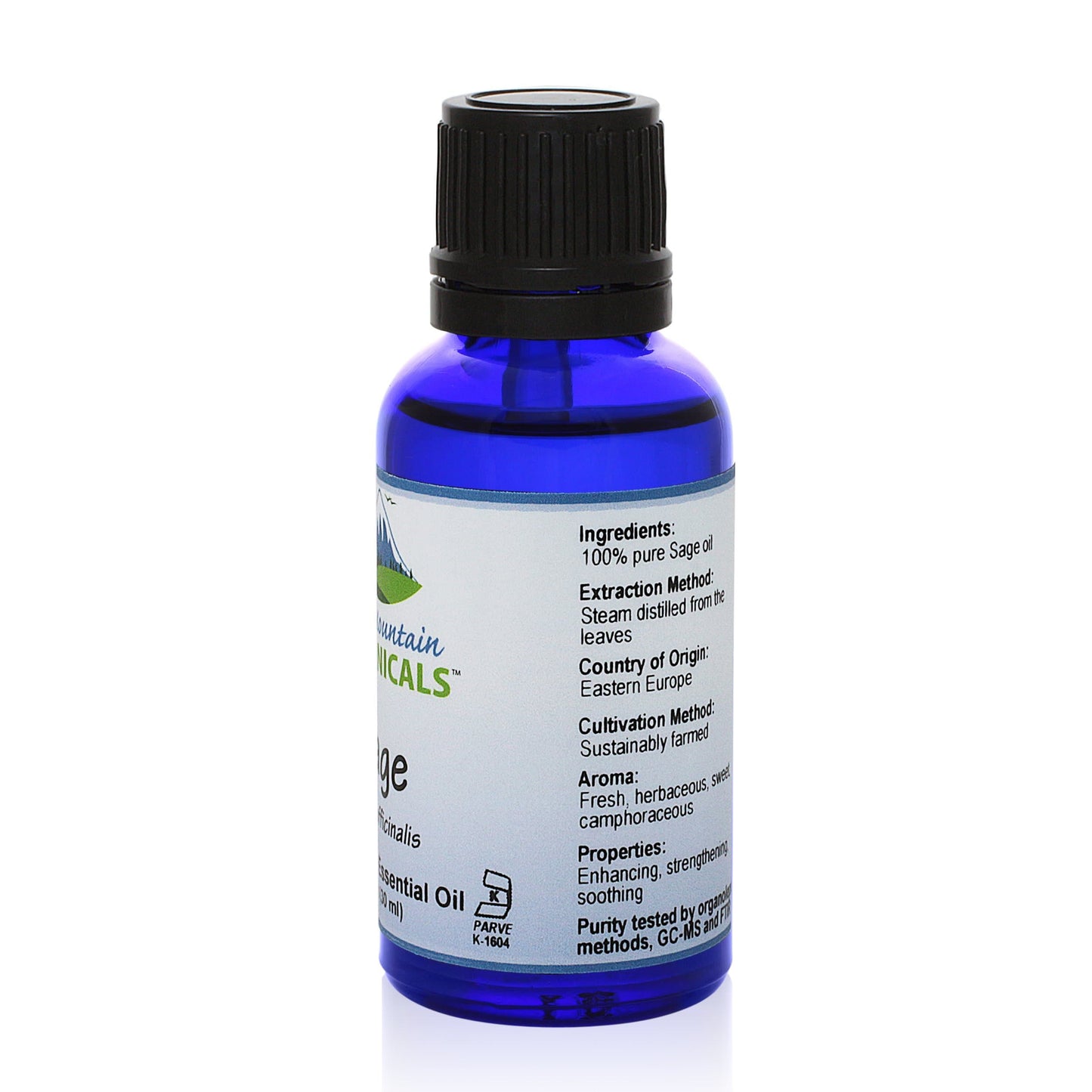 Pure Mountain Botanicals Essential Oil Sage (Salvia Officinalis) Essential Oil - 100% Pure Natural & Kosher - 1 fl oz Bottle