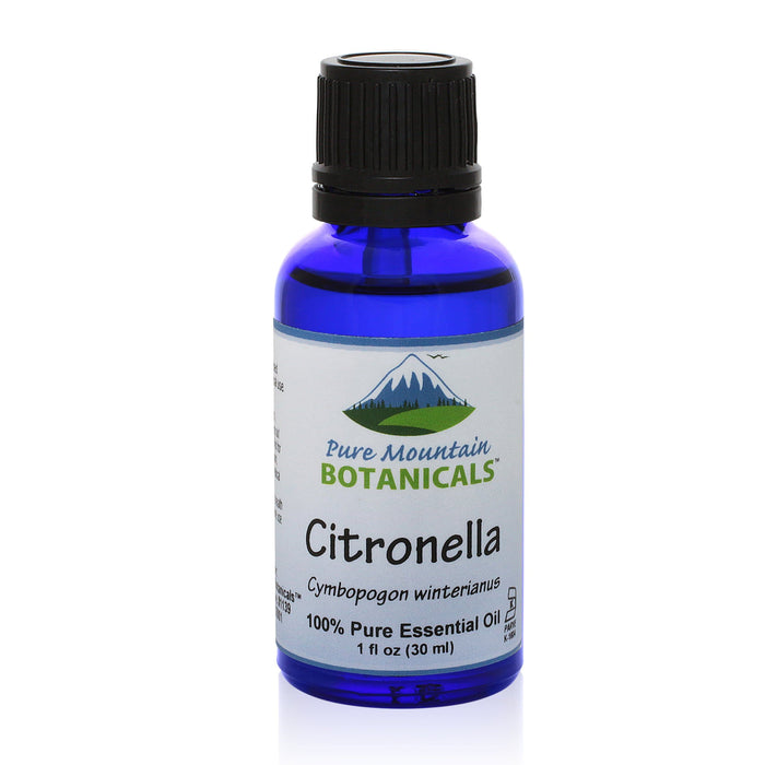 Pure Mountain Botanicals Essential Oil Citronella (Cymbopogon Winterianu) Essential Oil - 100% Pure Natural & Kosher - 1 fl oz Bottle