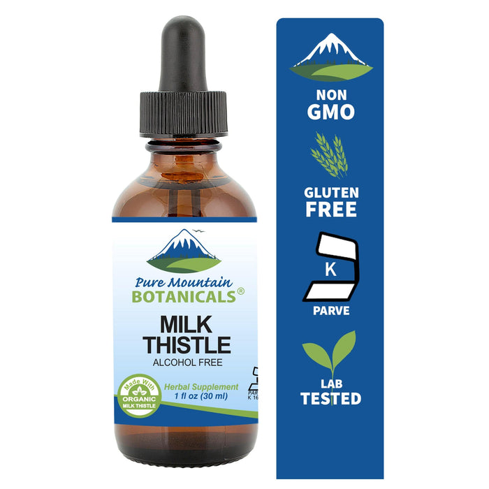 Pure Mountain Botanicals Supplement Milk Thistle Extract  - Made with 333mg Organic Milk Thistle Tincture - 1 Fl Oz Bottle