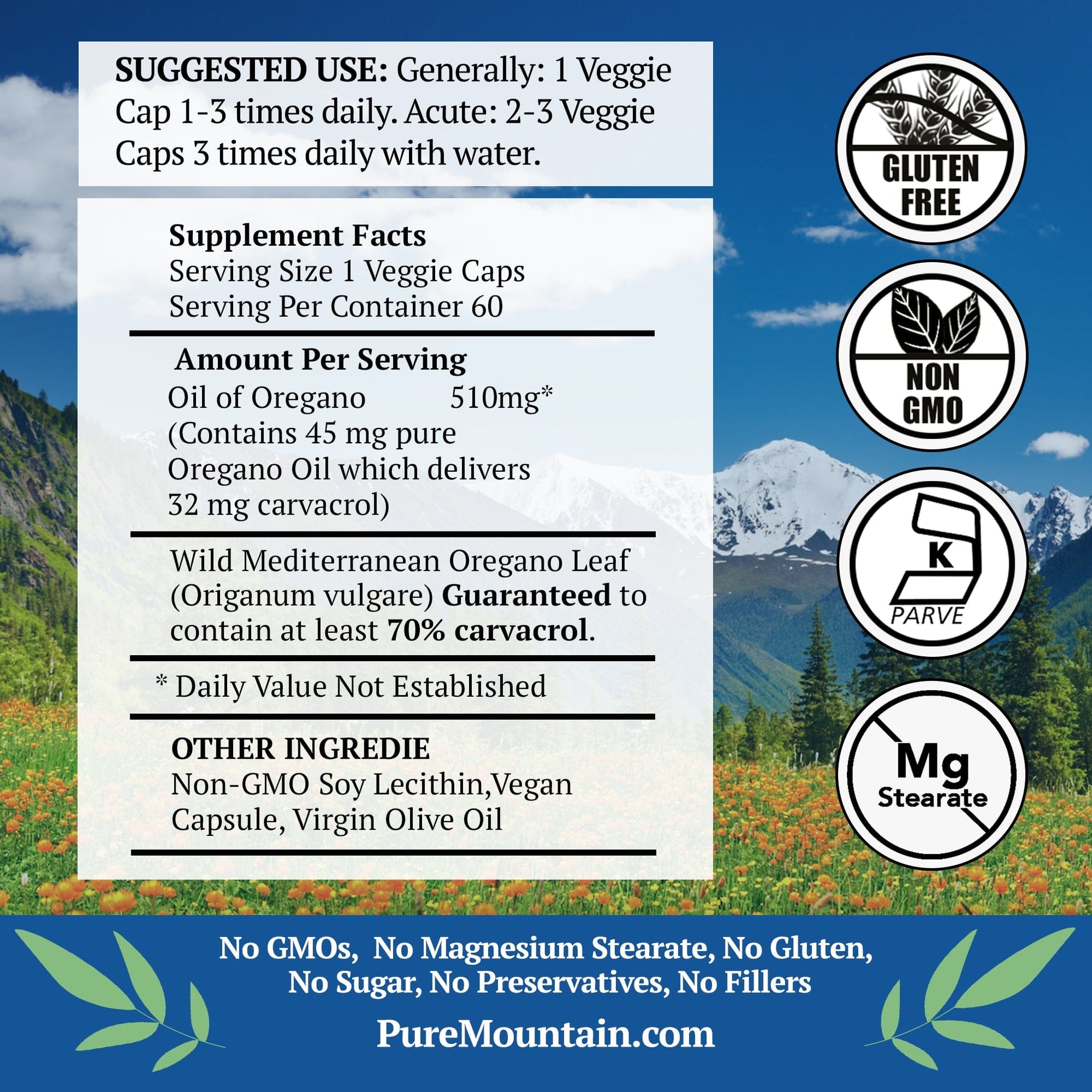 Wild Oregano Oil Capsules 60 Veggie Caps — Pure Mountain Botanicals