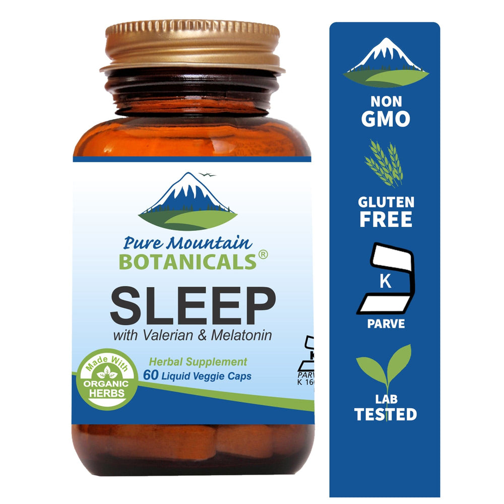 Pure Mountain Botanicals Supplement Natural Sleep with Valerian, Chamomile, Melatonin & More
